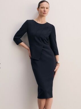 The Fold Laviano Sculpt Stretch Crepe Dress Navy size 12